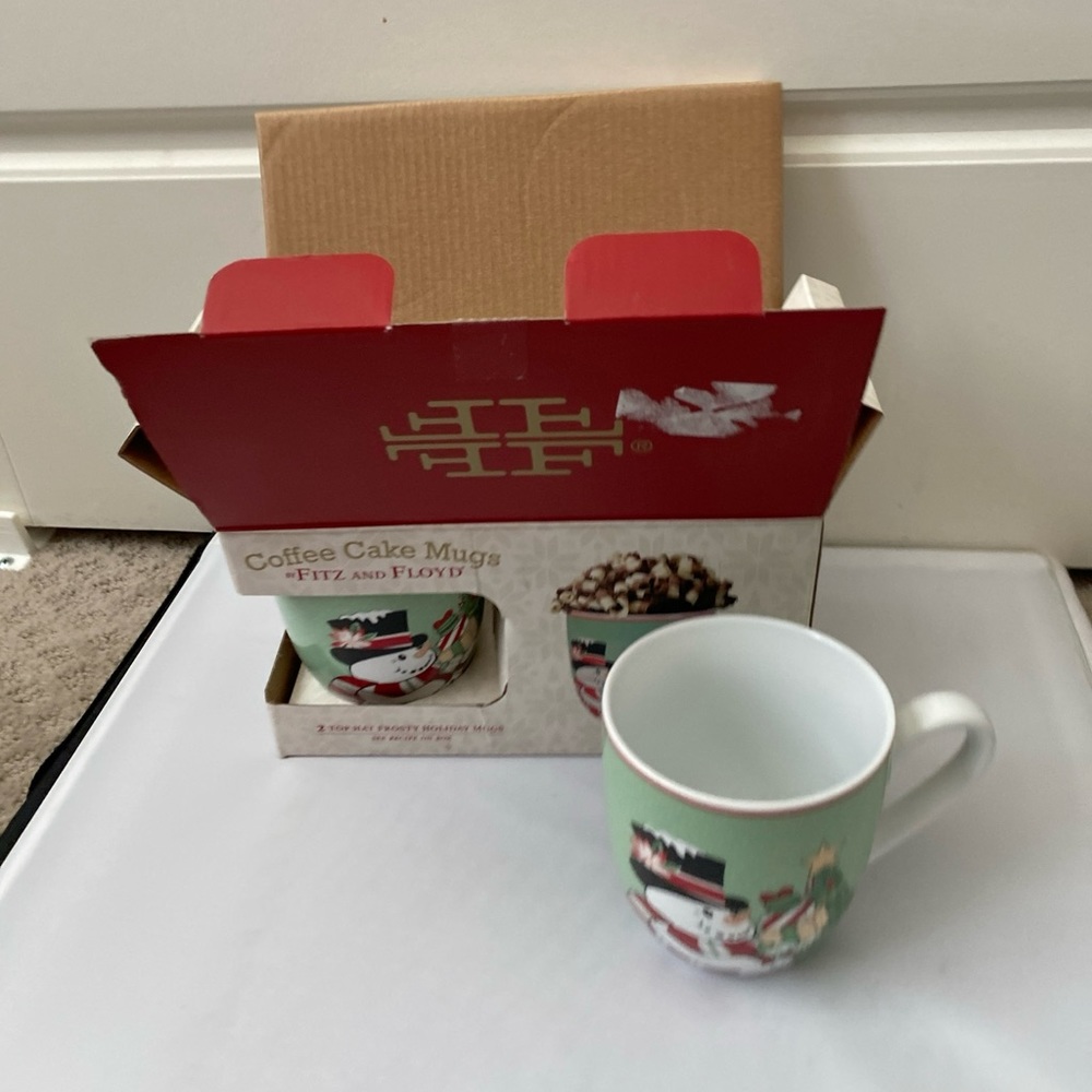 Fitz and Floyd frosty holiday mugs